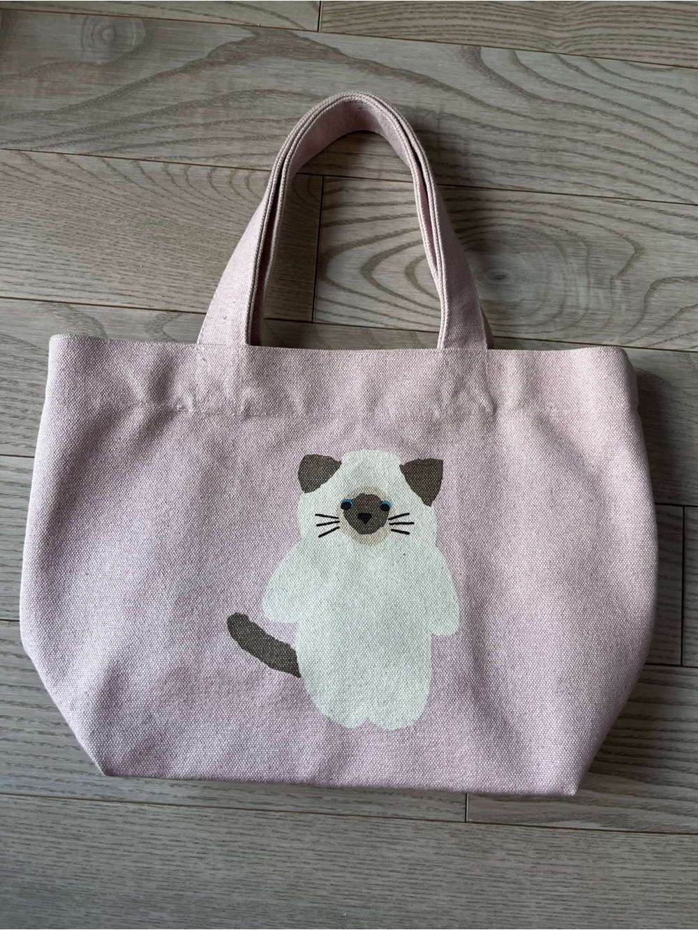 Pink Mini Cat Tote Bag with Kitty Print - Cute Canvas Handbag